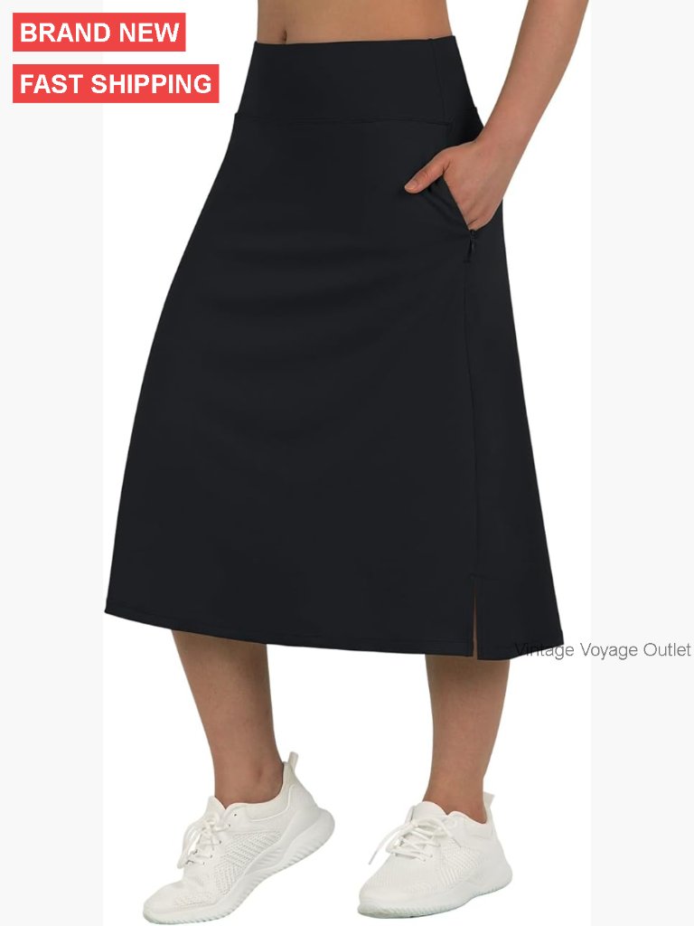 28" High Waisted Skorts With Pockets, Polyester Spandex Active Wear